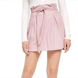 NWT Free People Payton Paper Bag Faux Leather Skirt in Mauve Swoon - Size 2